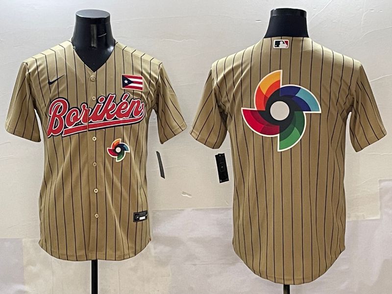 Men Puerto Rico Blank Brown Stripe Joint Name 2025 Nike MLB Jersey style 18->more jerseys->MLB Jersey